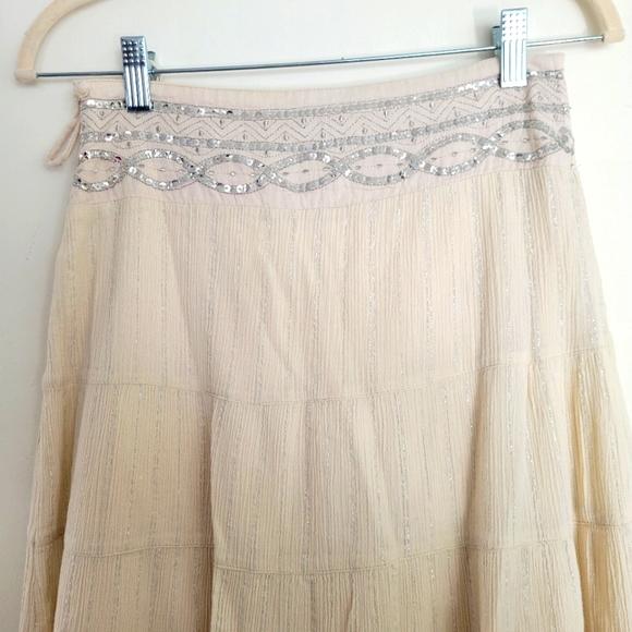Cotton Creme Gauzy Tiered Midi Skirt size 10 (girls) size 2 (womens) - Picture 10 of 12